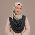 Black and Cream Floral Silk Kimono x Hijab
