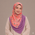 Purple and Orange Floral Silk Kimono x Hijab