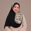 Black and Flower Themed Silk Kimono x Hijab