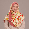 Peach and Red Floral Theme Silk Kimono x Hijab