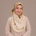 Beige Floral Woven Silk Kimono x Hijab