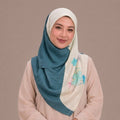 Turquoise and Cream Floral Silk Kimono x Hijab
