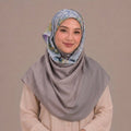 Brown Geometric Floral Silk Kimono x Hijab