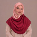 Red and Peach Geometric Inspired Silk Kimono x Hijab