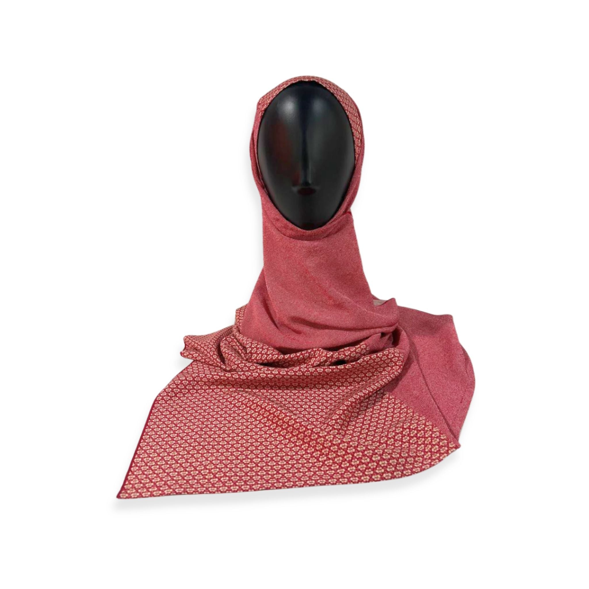 Japanese Pattern Print Hijab - Traditional Wagara Design in Red