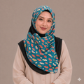 Black and Blue Sakura Floral Silk Kimono x Hijab