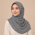 Black and White Square Pattern Silk Kimono x Hijab
