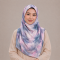 Blue Gray and Pink Pattern Silk Kimono x Hijab