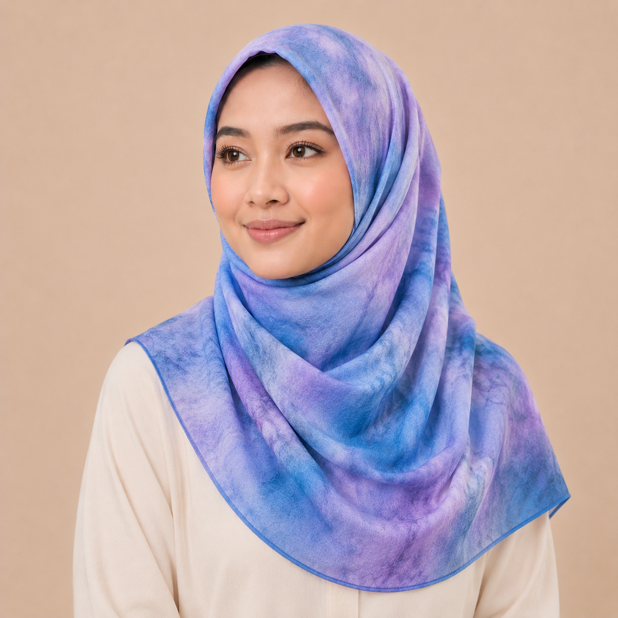 Blue Pattern Inspired Silk Kimono x Hijab