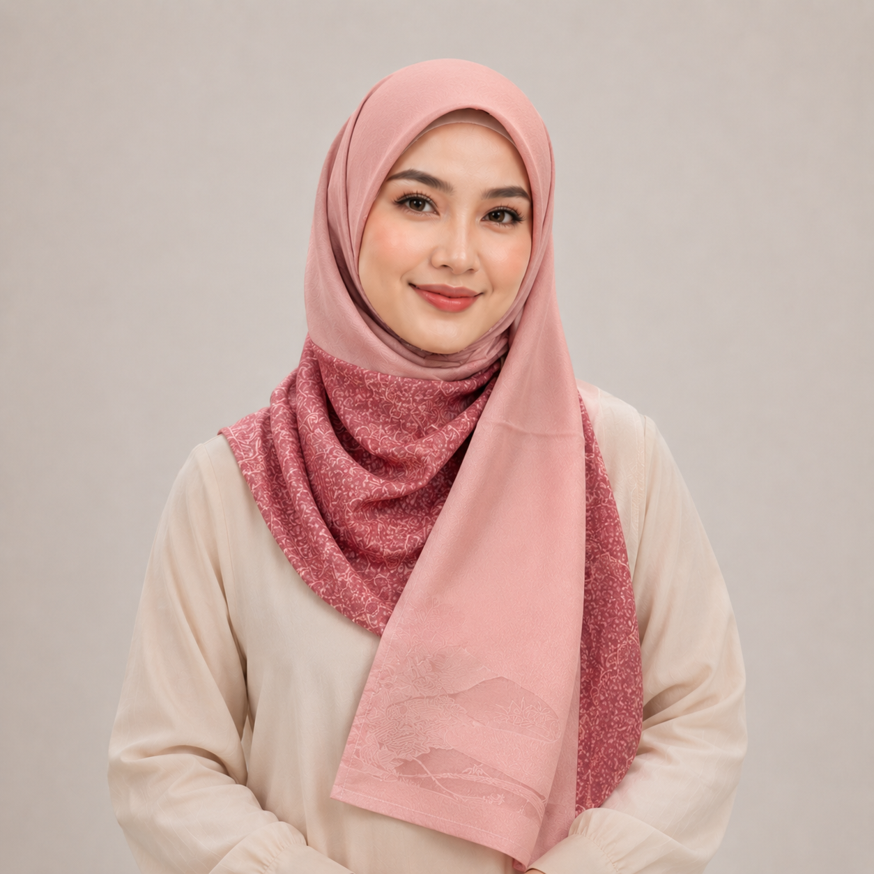 Blush & Rose Pink Theme Silk Kimono x Hijab