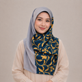 Grey and Blue Abstract Floral Silk Kimono x Hijab