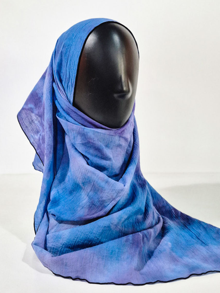 Blue Pattern Inspired Silk Kimono x Hijab