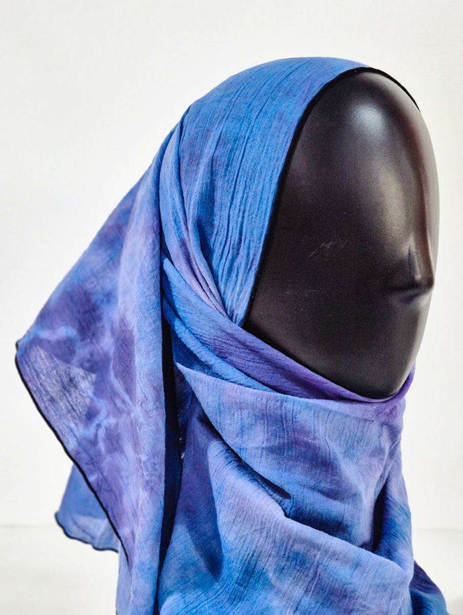 Blue Pattern Inspired Silk Kimono x Hijab