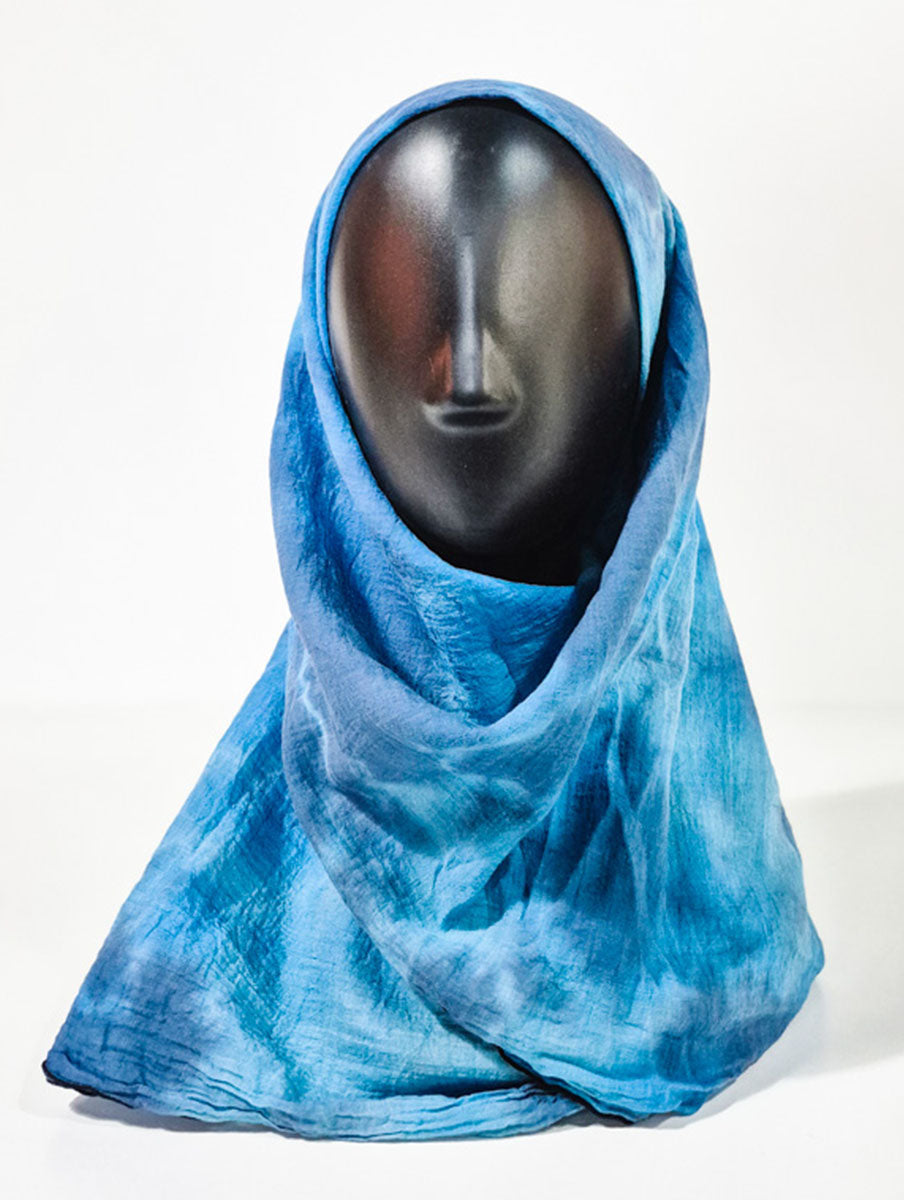 Sky Blue Pattern Inspired Silk Kimono x Hijab
