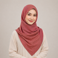 Japanese Pattern Print Hijab - Traditional Wagara Design in Red