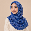Navy Blue Floral Inspired Silk Kimono x Hijab