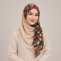Navy & Champagne Floral Theme Silk Kimono x Hijab