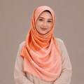 Orange Geometric Floral Silk Kimono x Hijab